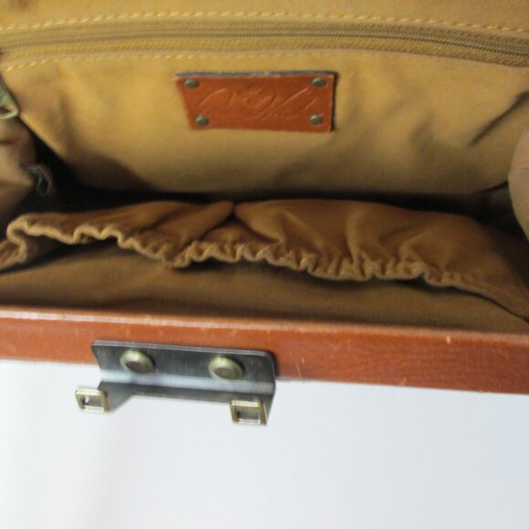 Patricia Nash Brown Leather Crossbody Satchel Top Handle Bag - Picture 5 of 6